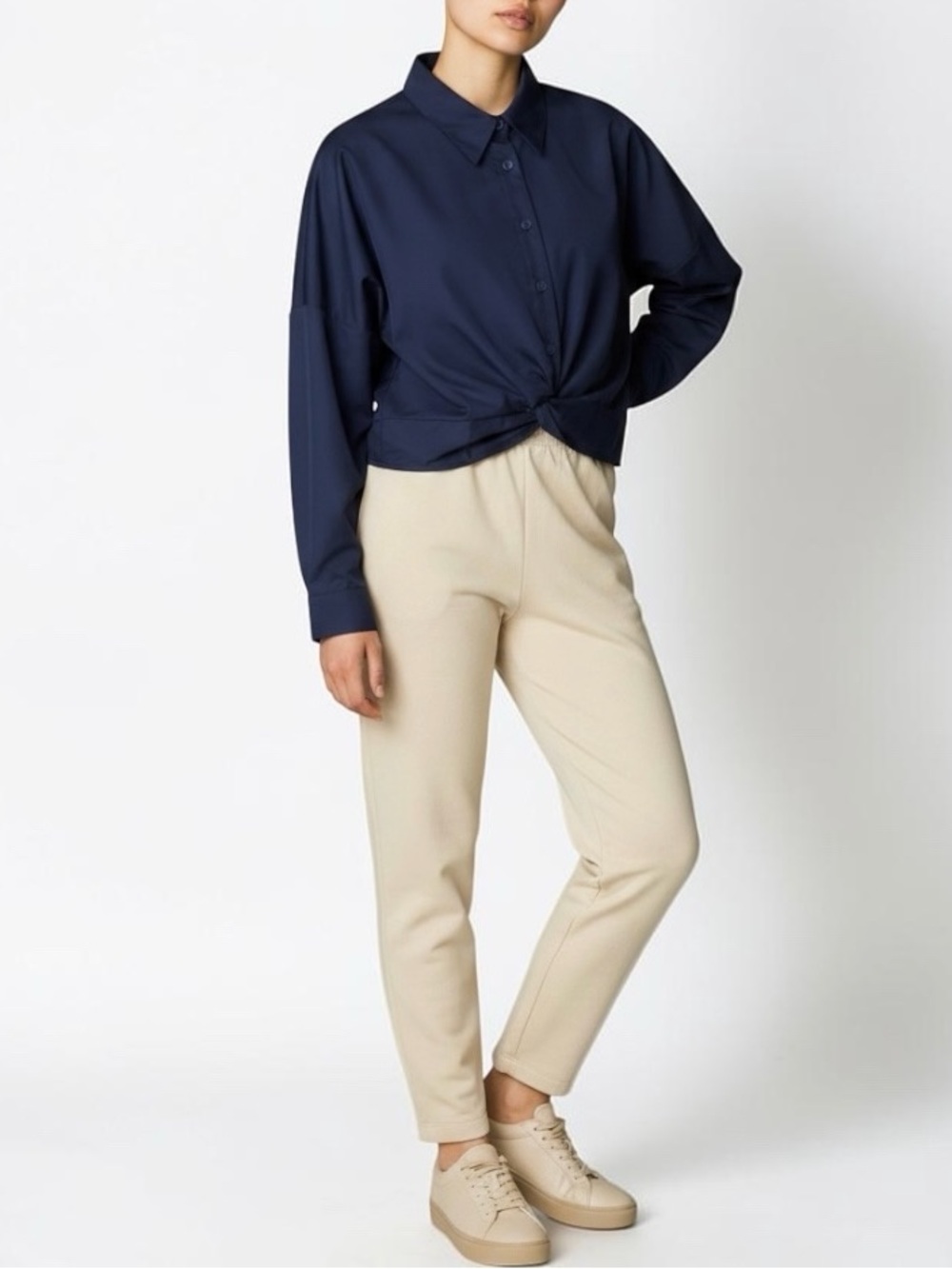 Halara Twist Front Cropped Long Sleeve Blouse, Size XL